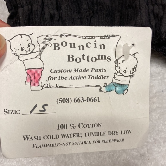 Vintage nwt black corduroy bubble pants 12/18m embroidered red flowers - Picture 4 of 8